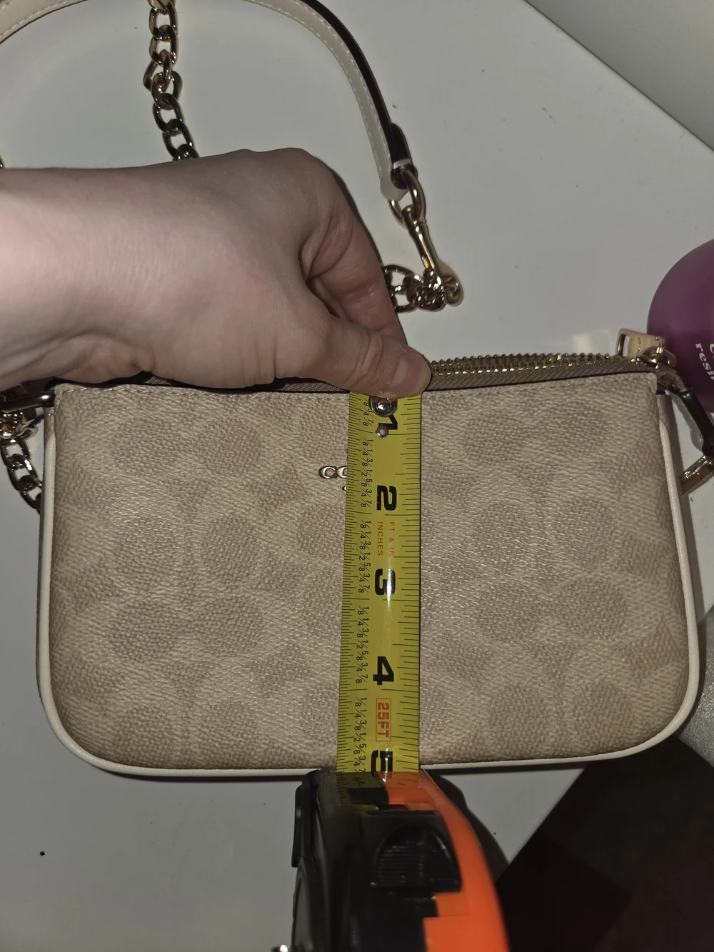 Coach Nolita 19 Beige Signature Chain Shoulder Bag With Chain Extender - Picture 6 of 6